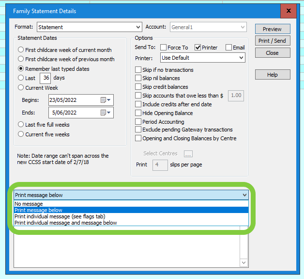 QikKids Support: Adding a Statement Message